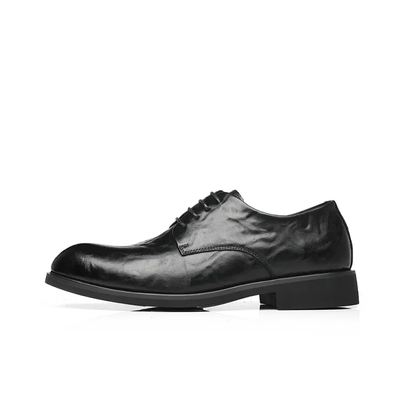 Shanpijiang Dress Shoes Men Low Top Black/Tea Brown-0