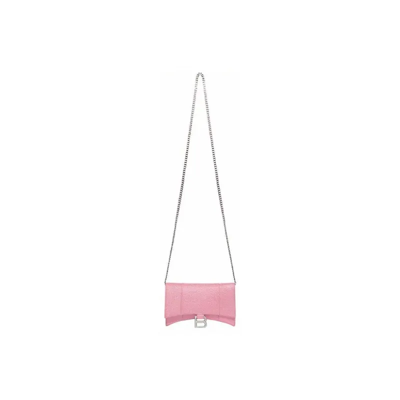 Balenciaga Hourglass Xs Wallet On Chain In Sparkling Fabric Pink-1