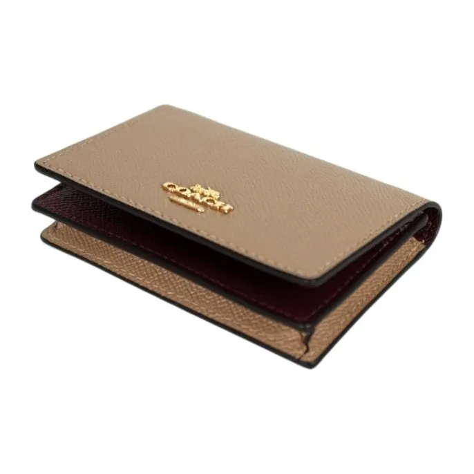 COACH Card Case Litchi Grain Leather Business Card Holder Wallet Women's Umber-4