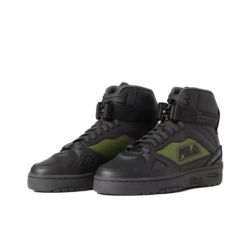 CHUYINWEILAI x FILA Teratach 600 Anti-Slip And Wear-Resistant Lightweight High-Top Skateboard Shoes Unisex Black Green-2