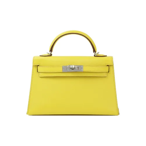 HERMES Jaune Citron Epsom Leather Handbag Mini Women's Lemon