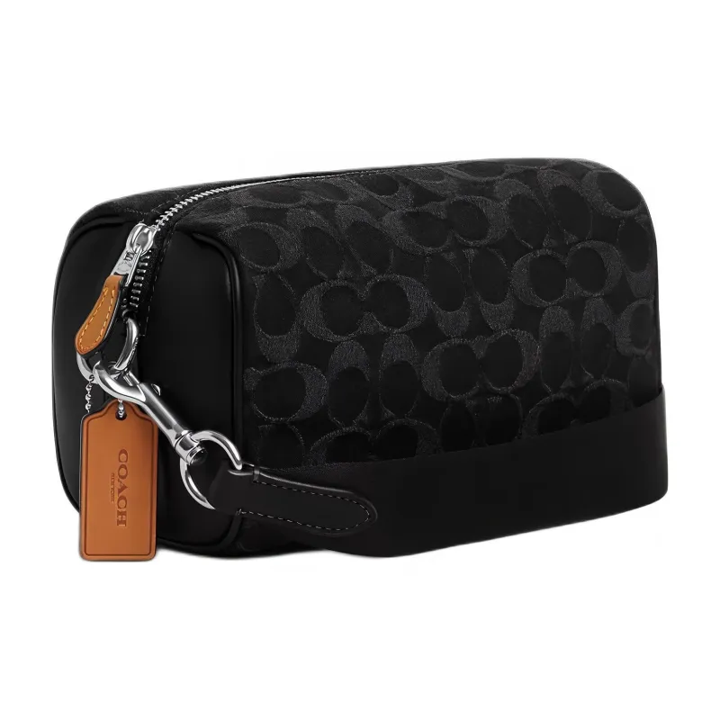 COACH Iconic Denim With Smooth Calfskin Shoulder Bag Crossbody Bag Small Size Women's Black-1