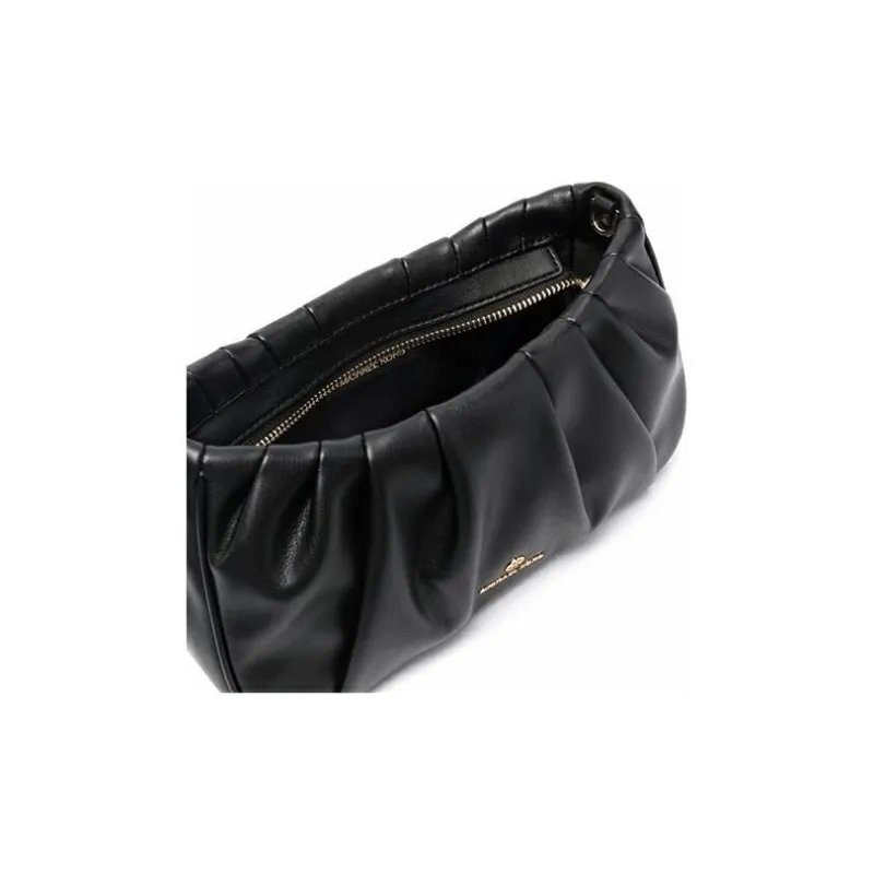 MICHAEL KORS Hannah Leather Shoulder Bag, Crossbody Bag Trumpets Women's Pure Black-2