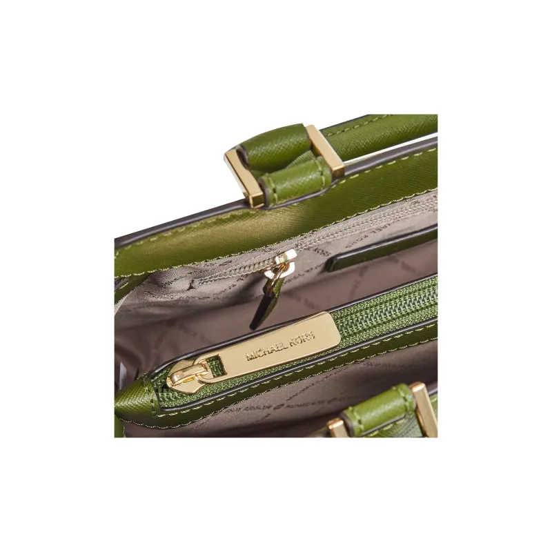 MICHAEL KORS MK Prism Leather Trunk Bag, Shoulder Bag, Crossbody Bag, Handbag Medium Size Women's Olive Green-3