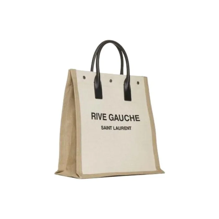 SAINT LAURENT Canvas Tote Bag, Shopping Bag, Handbag Men's Beige-1