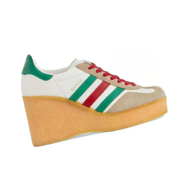 GUCCI Wear Resistant Low Top Casual Shoes Women's White Green-2