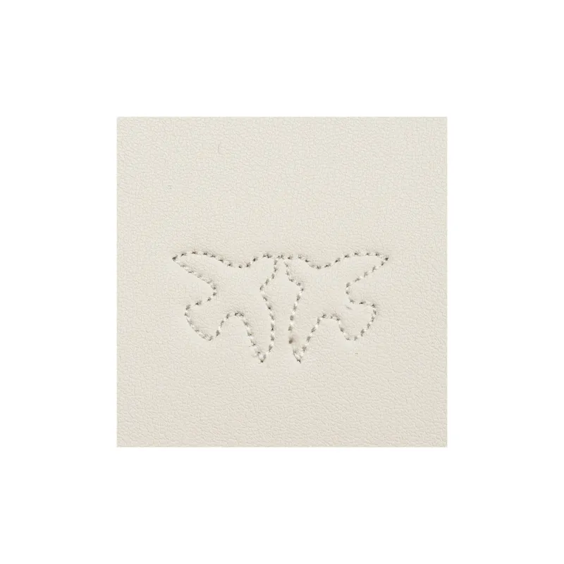PINKO Love Birds Series Cow Leather Handbag, Shoulder Bag Women's White-3