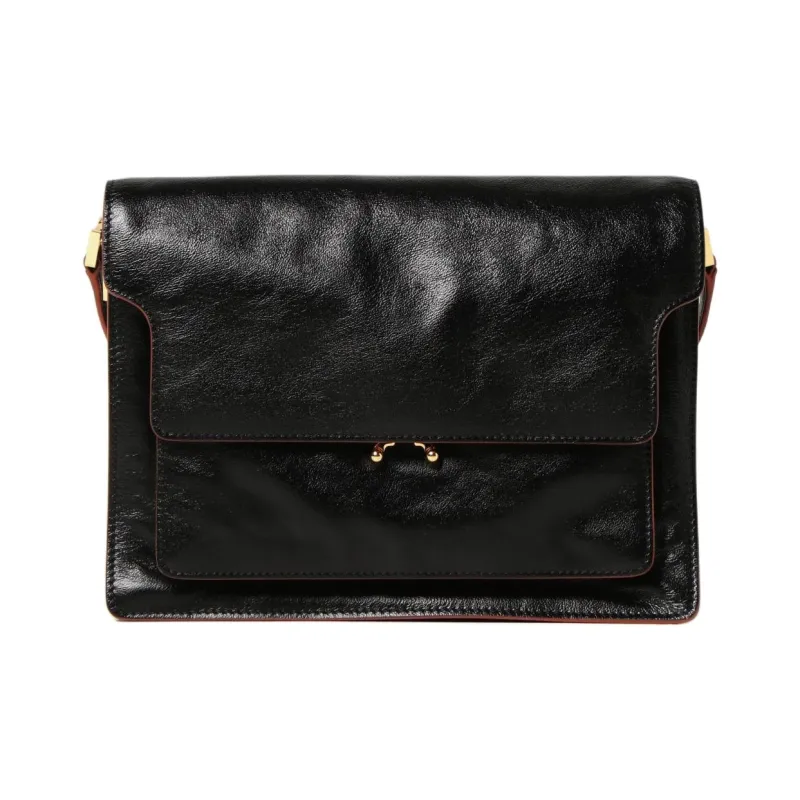 MARNI Patent Leather Calfskin Trunk Bag Shoulder Bag Women's Black-3