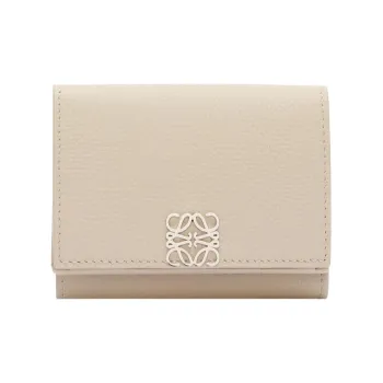 LOEWE Anagram Pebble Texture Calfskin Wallet Women's Light Ghost