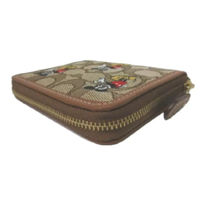 COACH Pebble Leather Coin Purse Wallet Mini Women's Brass & Khaki & Rosewood Multicolor-3