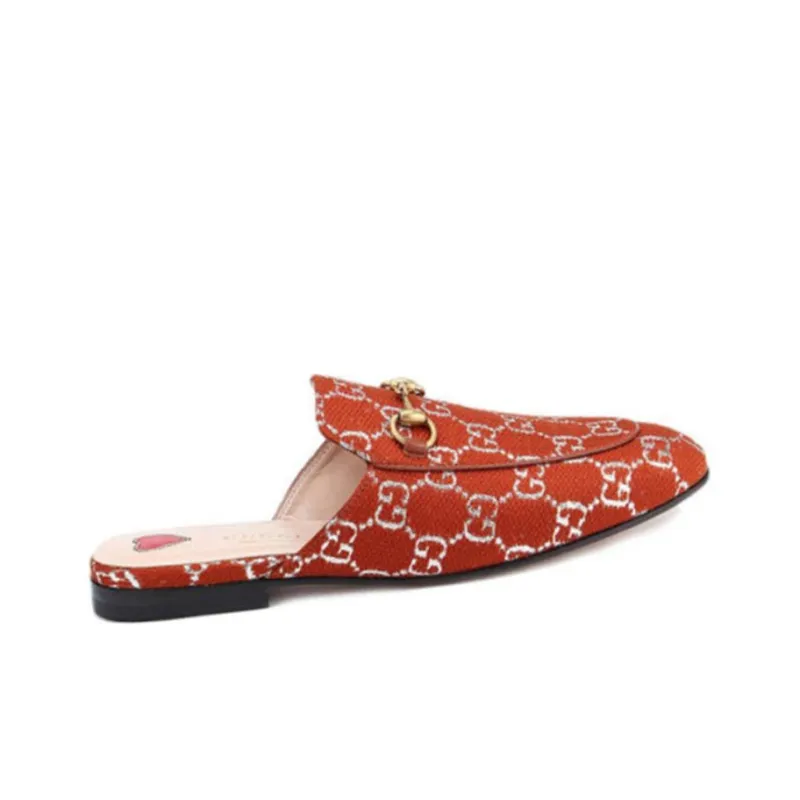GUCCI Princetown Wrap-toe Slippers Women's Rusty Red-1