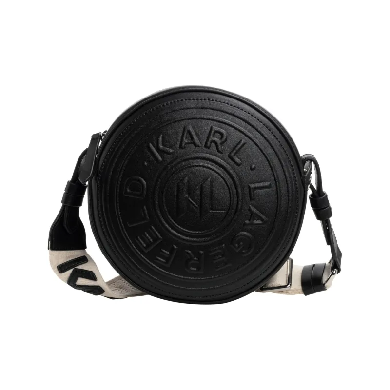 KARL LAGERFELD Cow Leather Small Round Bag Shoulder Bag Crossbody Bag Women's Black-3