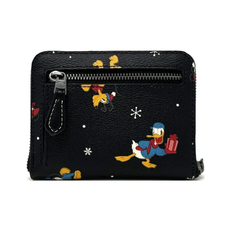 COACH Disney Zip Around Wallet Disney Canvas With Leather Wallet Trumpets Women's Black-3