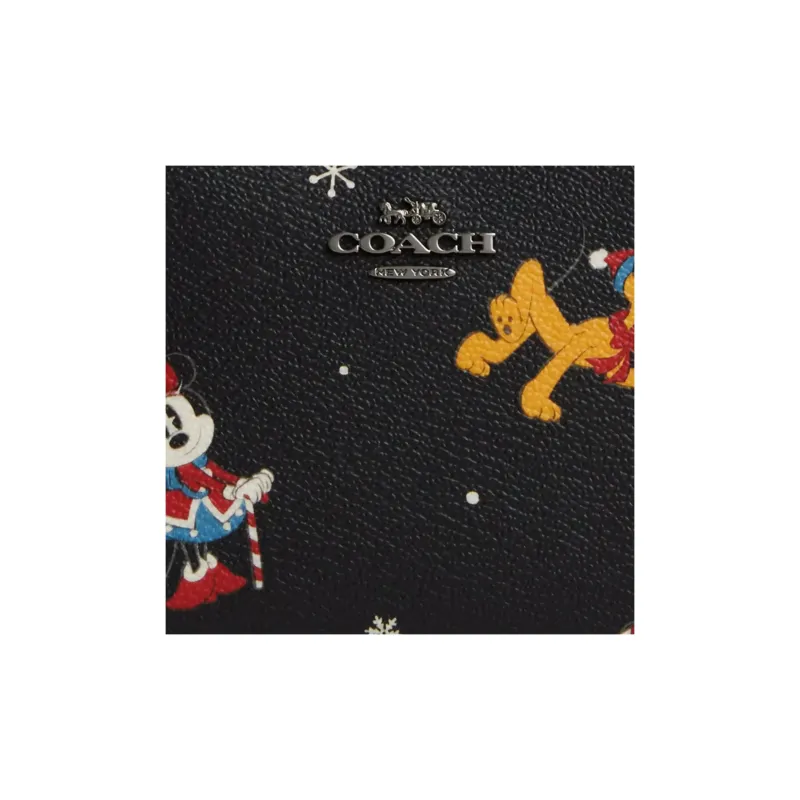 COACH Disney Zip Around Wallet Disney Canvas With Leather Wallet Trumpets Women's Black-4