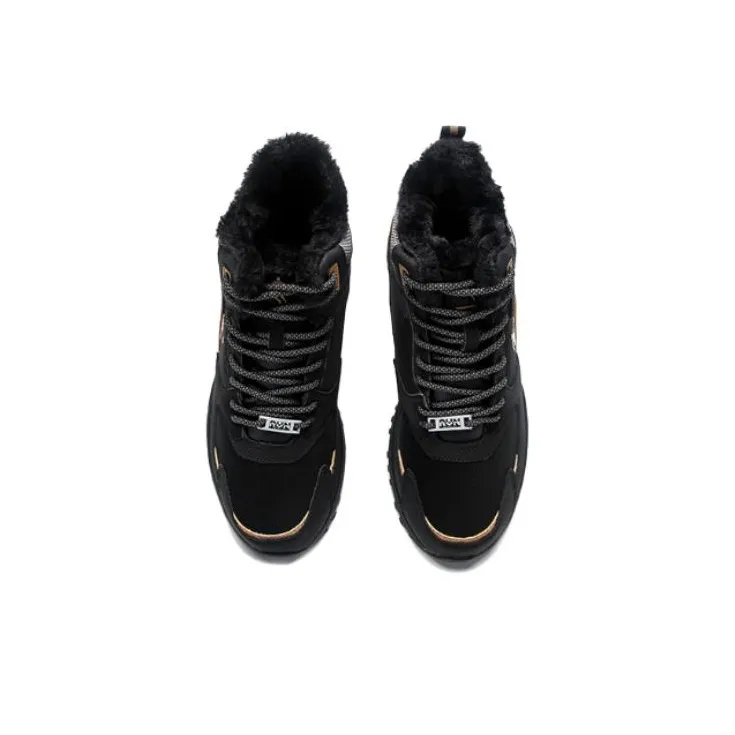 QIAODAN Cushioning Slip Resistant High Top Casual Shoes Men's Black/Palm Brown-2
