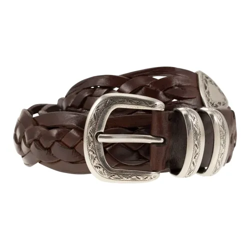 Brunello Cucinelli Engraved-buckle Braided Leather Belt