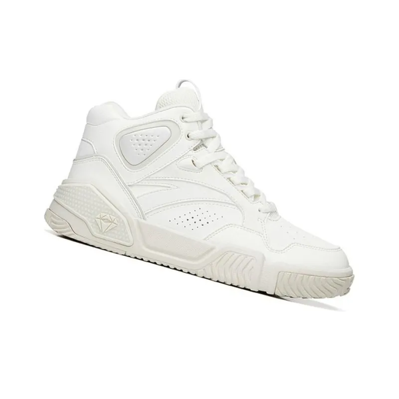 Anta Flame Slip-Resistant Cushioning Wear-Resistant High-Top Skateboard Shoes Women's White Gray-2