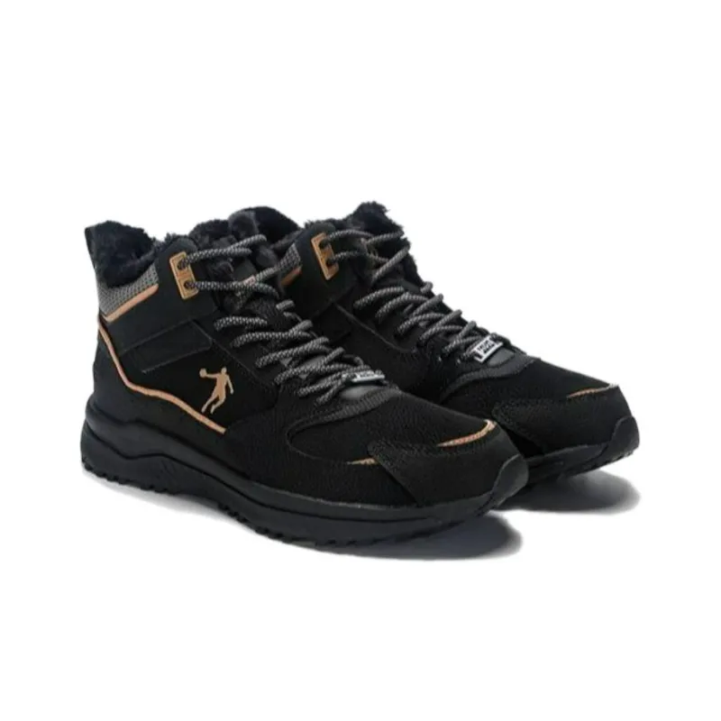 QIAODAN Cushioning Slip Resistant High Top Casual Shoes Men's Black/Palm Brown-1