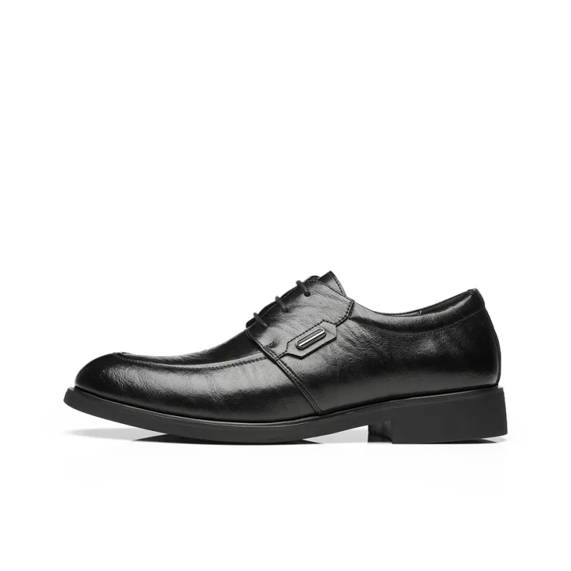 Shanpijiang Dress Shoes Men Low Top Black/Tea Brown-0