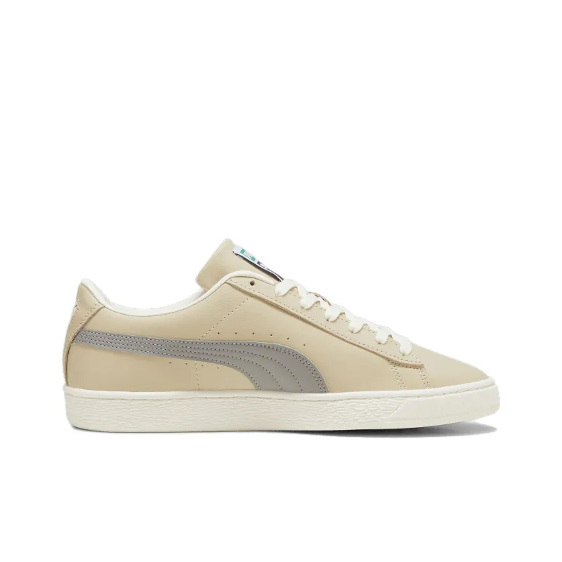 PUMA Basket Classic XXI Slip-Resistant Low-Top Skateboard Shoes Unisex Beige Gray-1