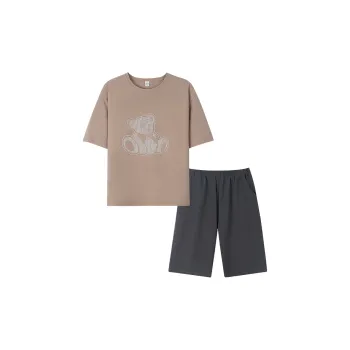 Sha Qian Pajama Set Summer Men's Camel