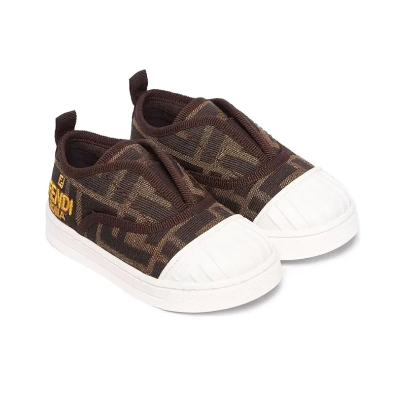 FENDI Slip-On Sneaker Junior First Steps 'Allover FF Logo - Tobacco'-2