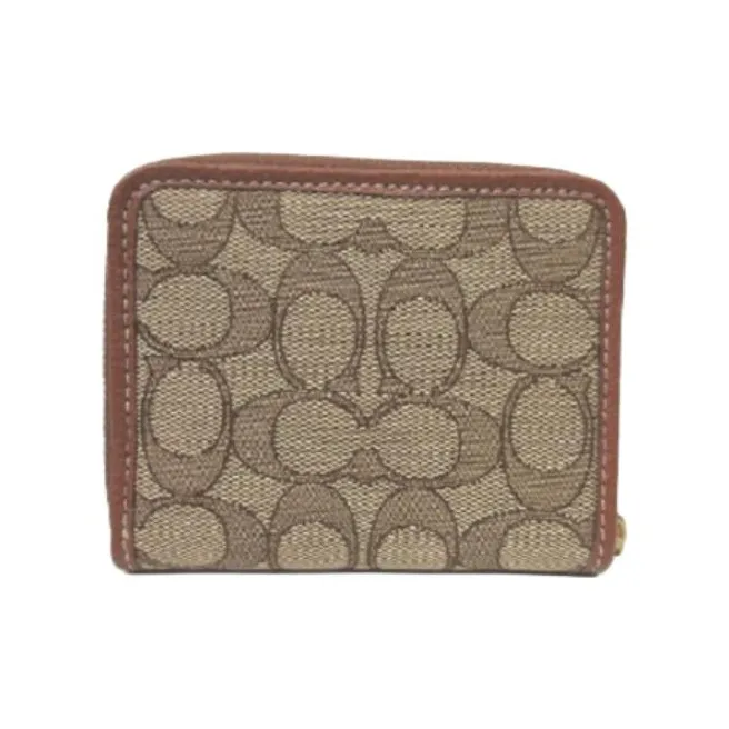 COACH Pebble Leather Coin Purse Wallet Mini Women's Brass & Khaki & Rosewood Multicolor-4