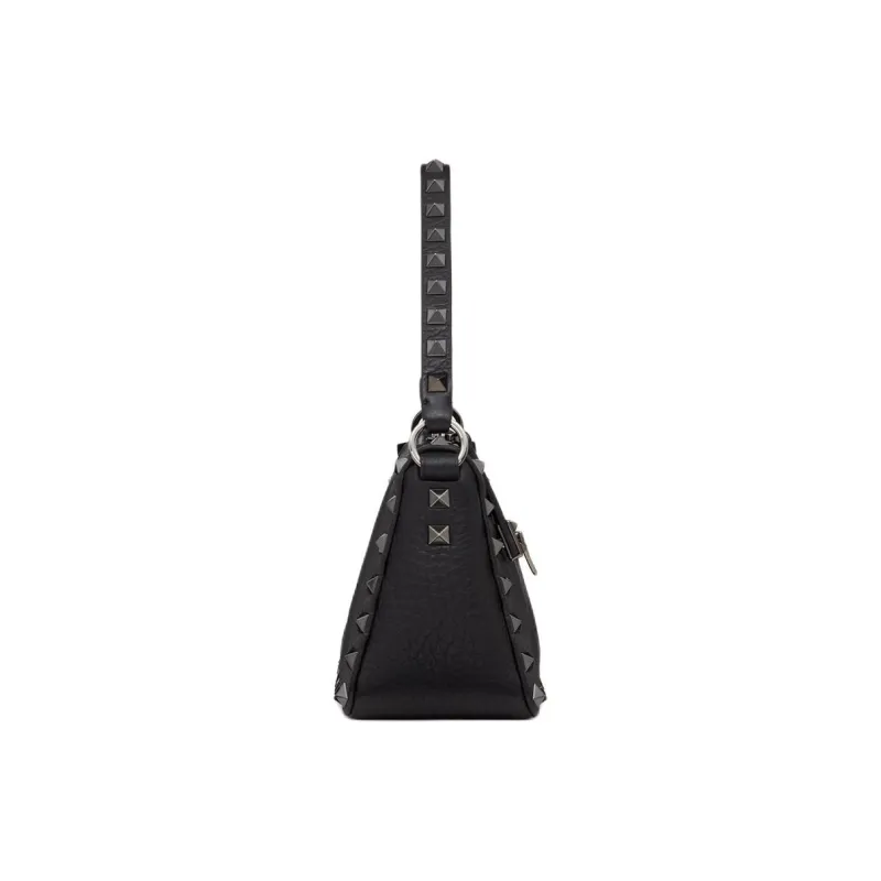 Valentino ROCKSTUD Grain Calfskin Shoulder Bag, Crossbody Bag, Handbag Trumpets Women's Black-3