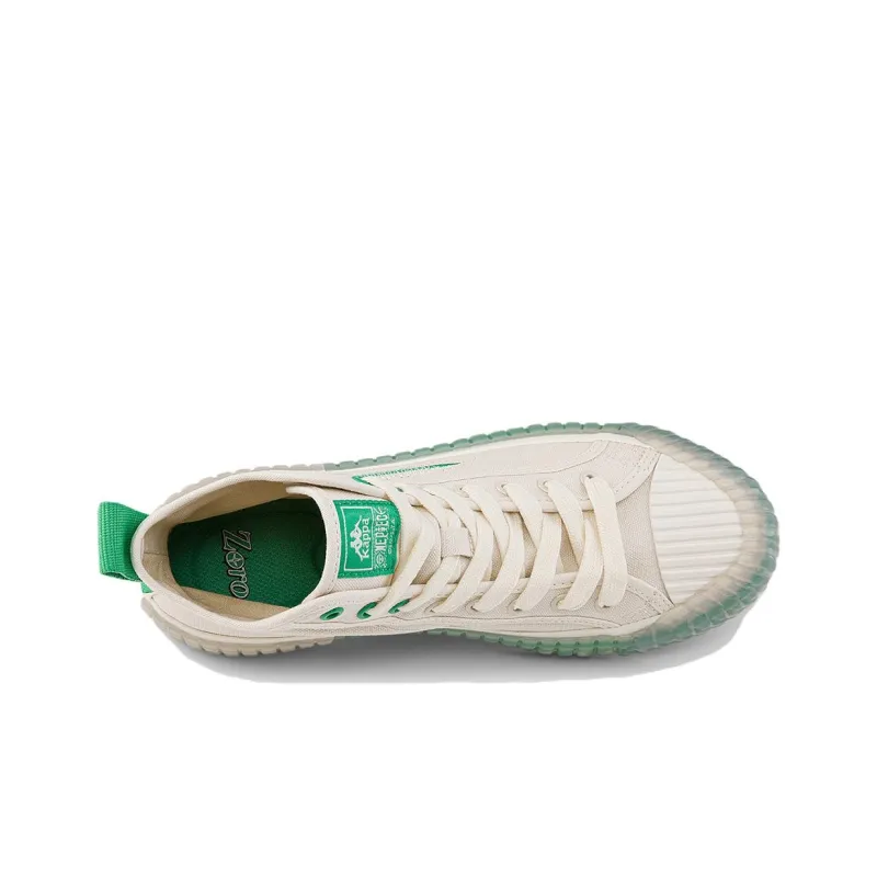 HAIZEIWANG x Kappa Anti Slip And Wear Resistant Lightweight Balance High Top Canvas Shoes Unisex White Green-4