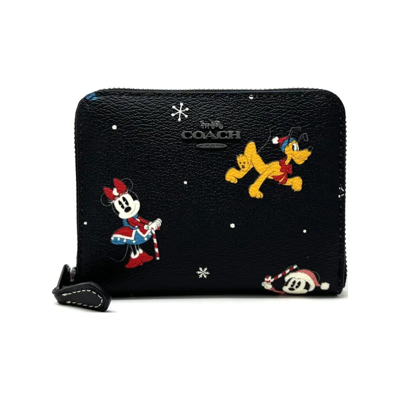 COACH Disney Zip Around Wallet Disney Canvas With Leather Wallet Trumpets Women's Black-2