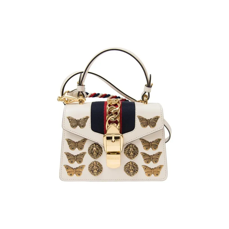 GUCCI Calfskin Shoulder Bag, Handbag Women's White-0