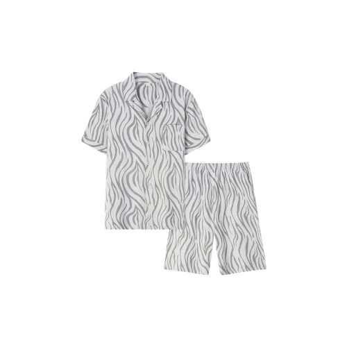 Sha Qian Pajama Set Summer Men's Gray