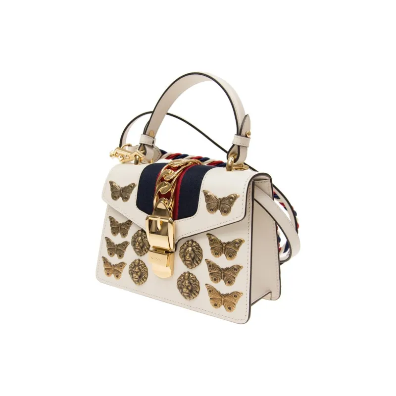 GUCCI Calfskin Shoulder Bag, Handbag Women's White-1