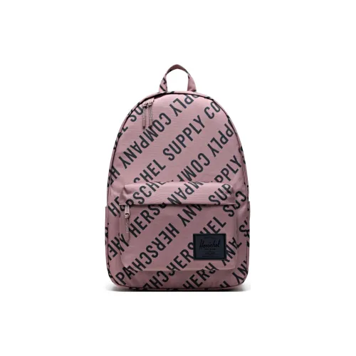 Herschel Polyester Backpack Large Size Unisex All Over Logo Pink