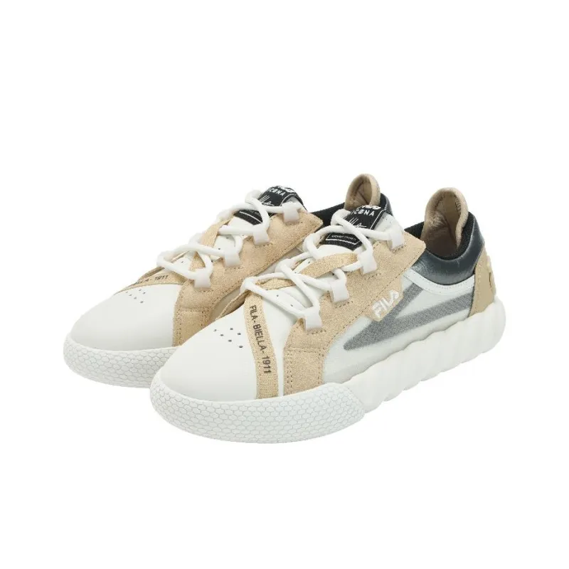 FILA CAMPO Slip Resistant Cushioning Low Top Skateboard Shoes Women's Coconut Milk White Beige Yellow-2