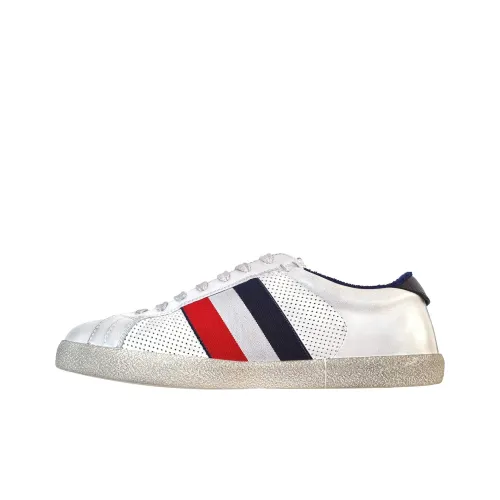 Moncler Women's Ryegrass Striped Lace Up Sneakers 'White Red Navy'