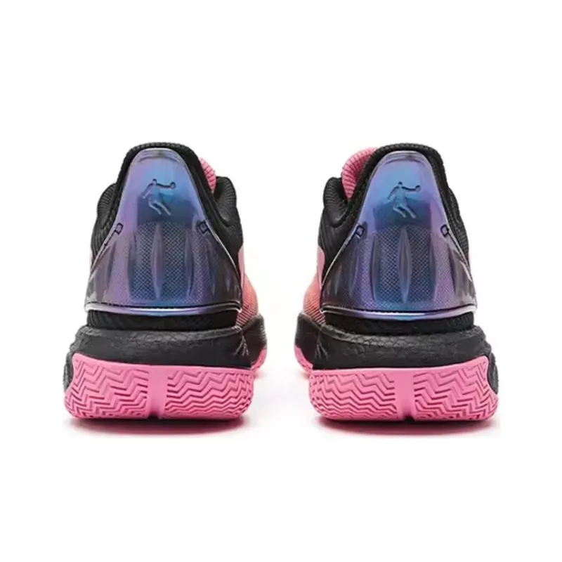 QIAODAN Sharp Edge 7.0 Cushioning Wear Resistant Low Top Basketball Shoes Men's Pink Black-4