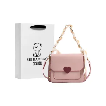 North Pack PU Small Square Bag One Shoulder Handbag Regular Women's Pink/White
