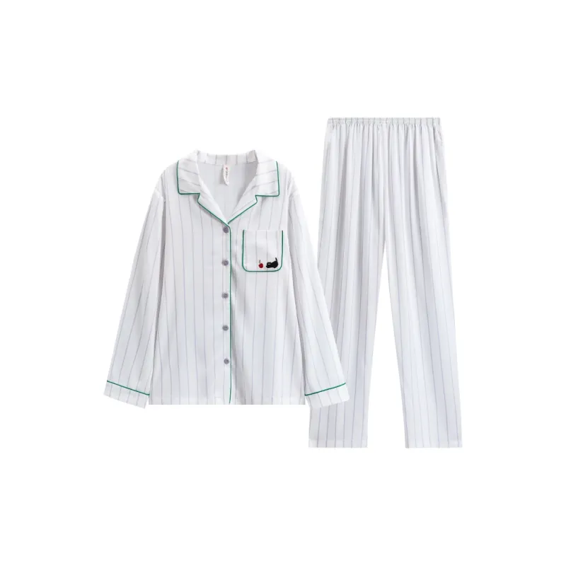 FENTENG Pajama Set Women's Elegant White-0