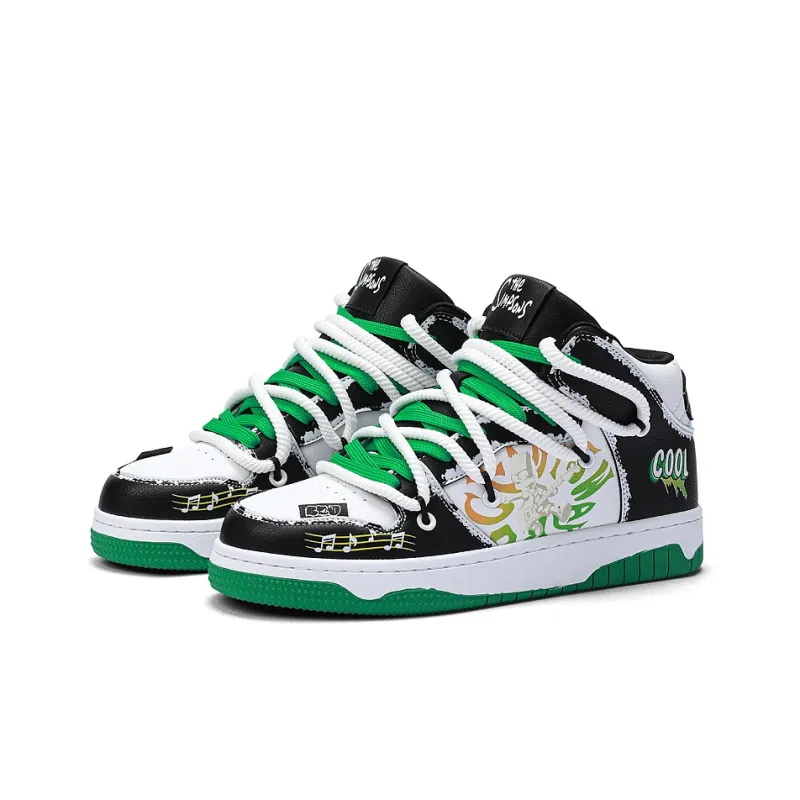 The Simpsons Slip-Resistant Cushioning Wear-Resistant Height Increasing High-Top Skateboard Shoes Unisex-8
