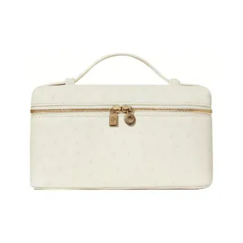 Loro Piana Ostrich Leather With Lambskin Accents Handbag Shoulder Bag Crossbody Bag Regular Women's Mint White
