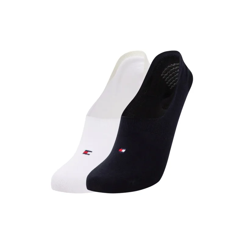 Tommy Hilfiger No Show Socks Women's 2 Pack White/Navy Blue-0