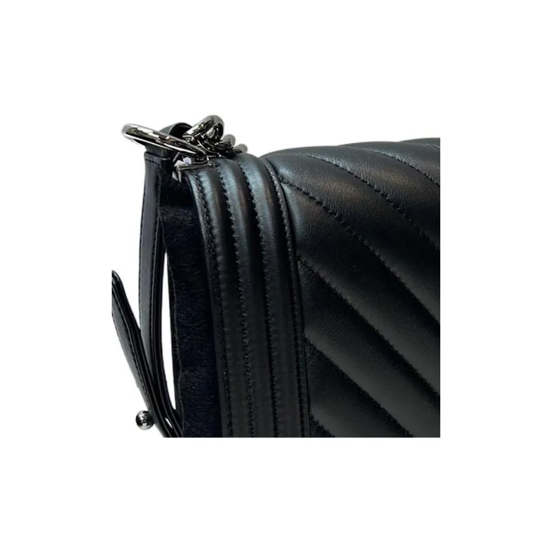 CHANEL Calfskin Flap Bag, One Shoulder Handbag, Crossbody Bag Medium Size Women's Black-4