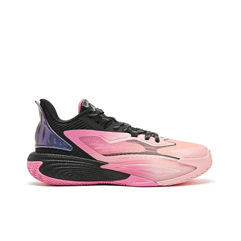 QIAODAN Sharp Edge 7.0 Cushioning Wear Resistant Low Top Basketball Shoes Men's Pink Black-1