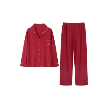 Flowers In Water Pajama Set Women's Red