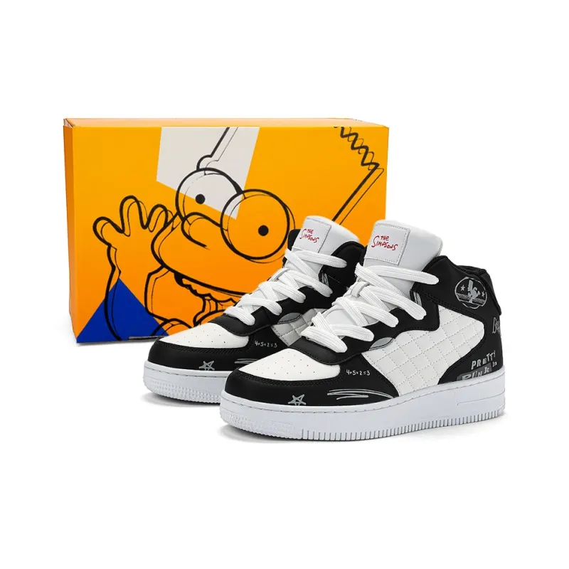 The Simpsons Skateboard Shoes Unisex High Top White/Black/Black & White-12