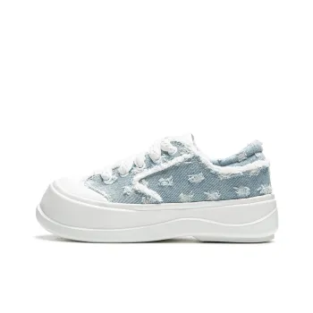 LiNing Honey Platform Anti Slip Wear Resistant Low Top Casual Shoes Women's Floral Blue