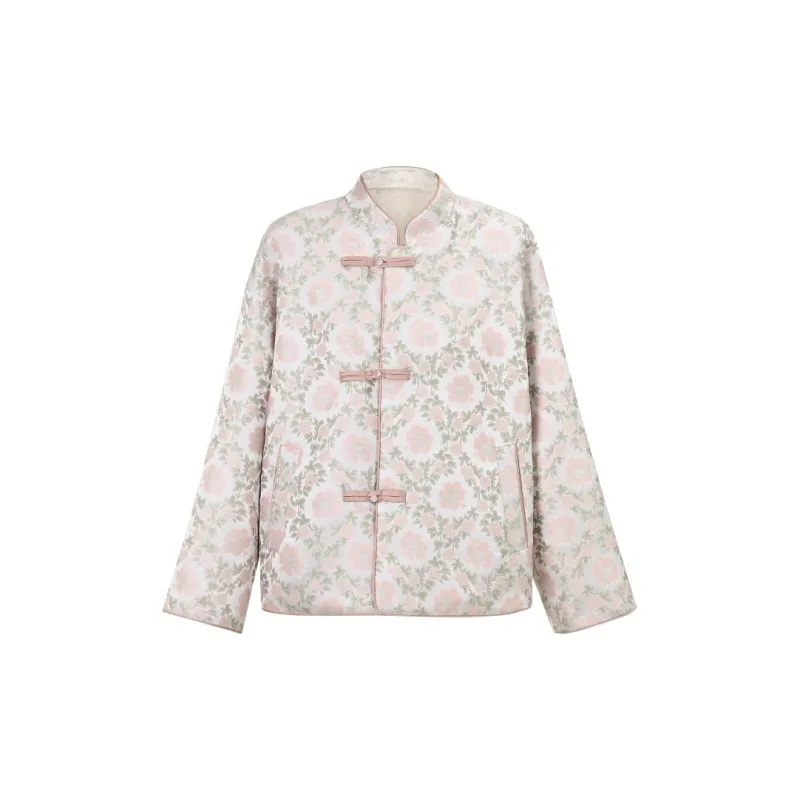 YESWOMEN Cropped Coats Women's Bunch Of Flowers Republic Of China Style Coat-2