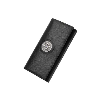 BISON DENIM Top Grain Cow Leather Ticket Clip Wallet Regular Men's Black
