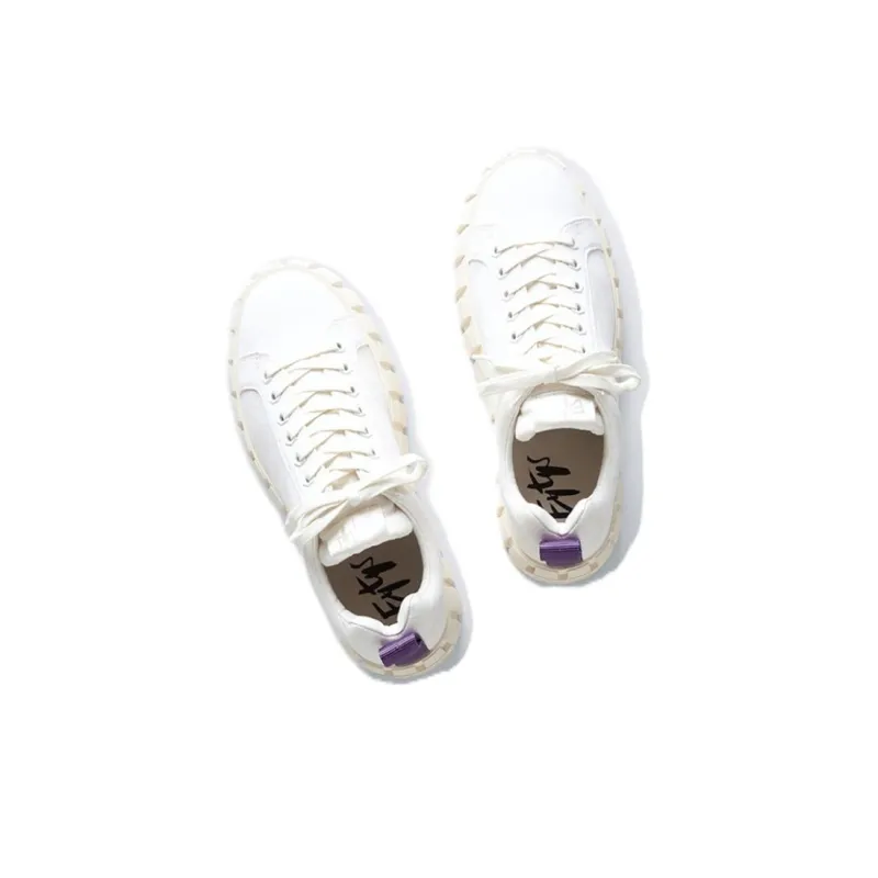 EYTYS Anti Slip Wear Resistant Low Top Skateboard Shoes Unisex White-4